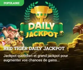 Red Tiger Daily Jackpot slot with golden coins and trophy