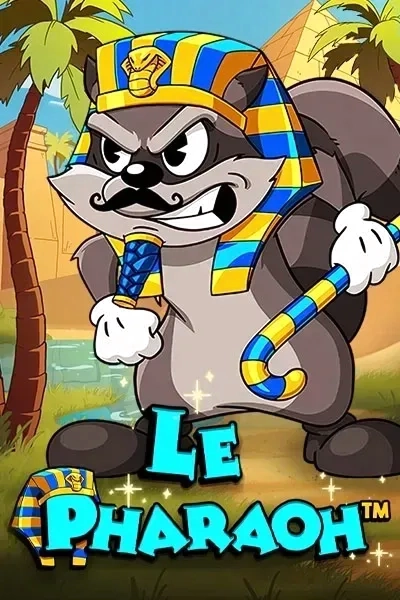 Le Pharaoh slot game with Egyptian-themed raccoon character